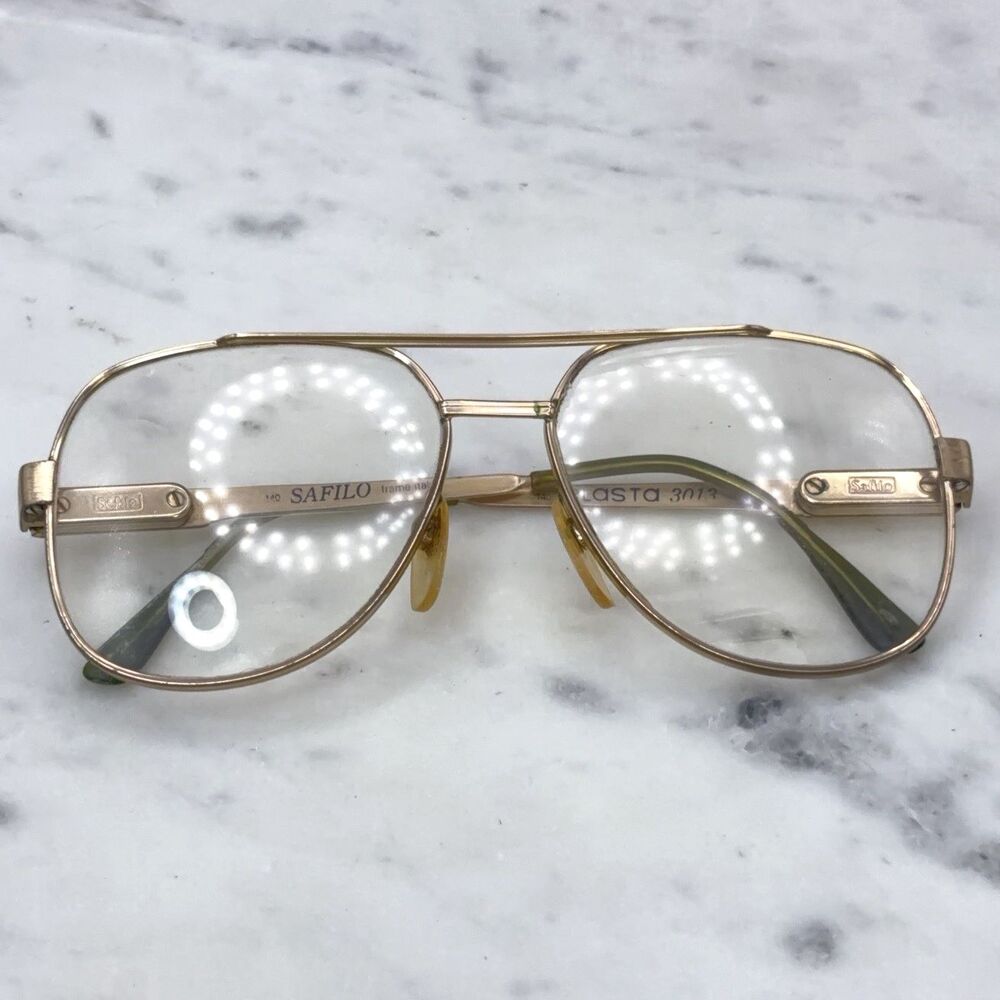 Safilo Elasta 3013 000 Gold Aviator Eyeglasses Frames Only 56-15-140 ITALY